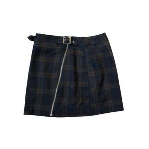 Topshop Checkered Skirt with Zip and Buckle Detail